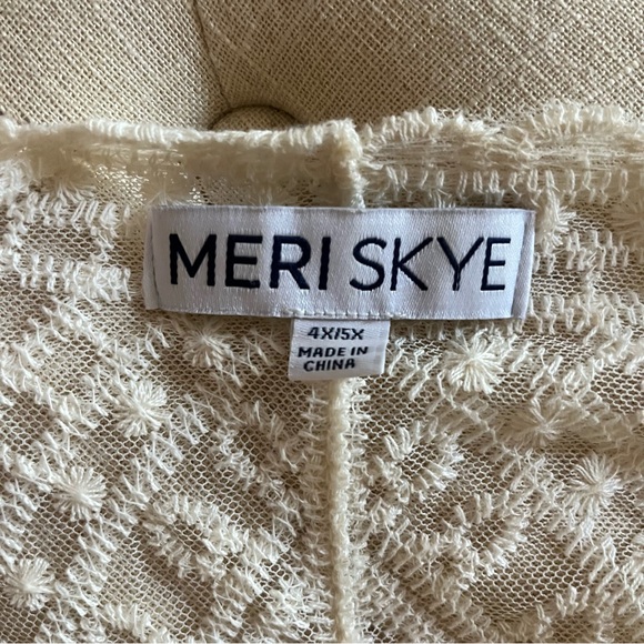 Meri Skye Womens Size 4X / 5X Ivory Pink Lace Ombre Duster Coverup Longline Boho - Picture 9 of 11